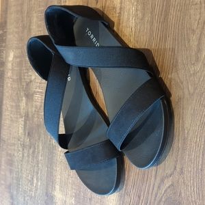 Torrid Size 9W Black Stretch Band Sandals
